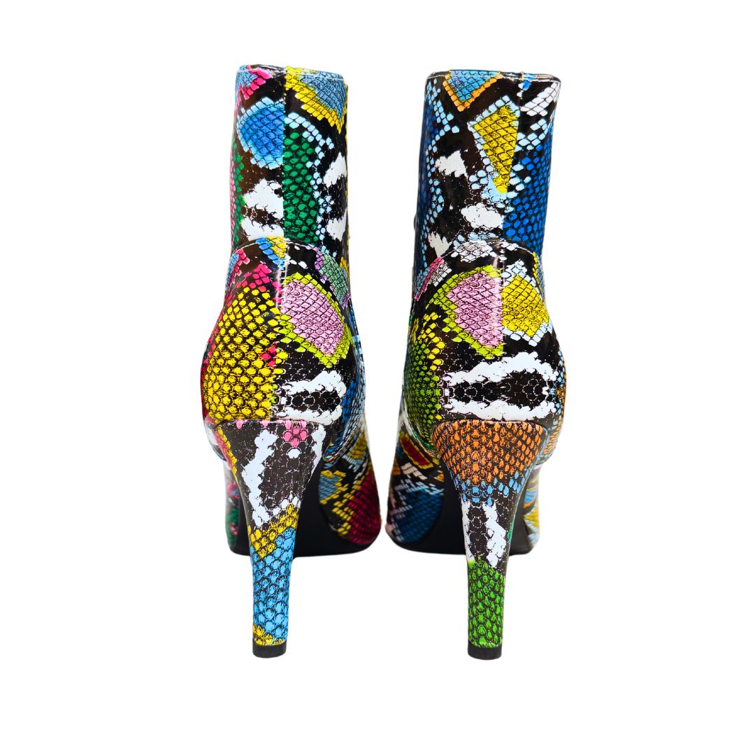 Colorful Reptile Print Heeled Boots DearMx.com