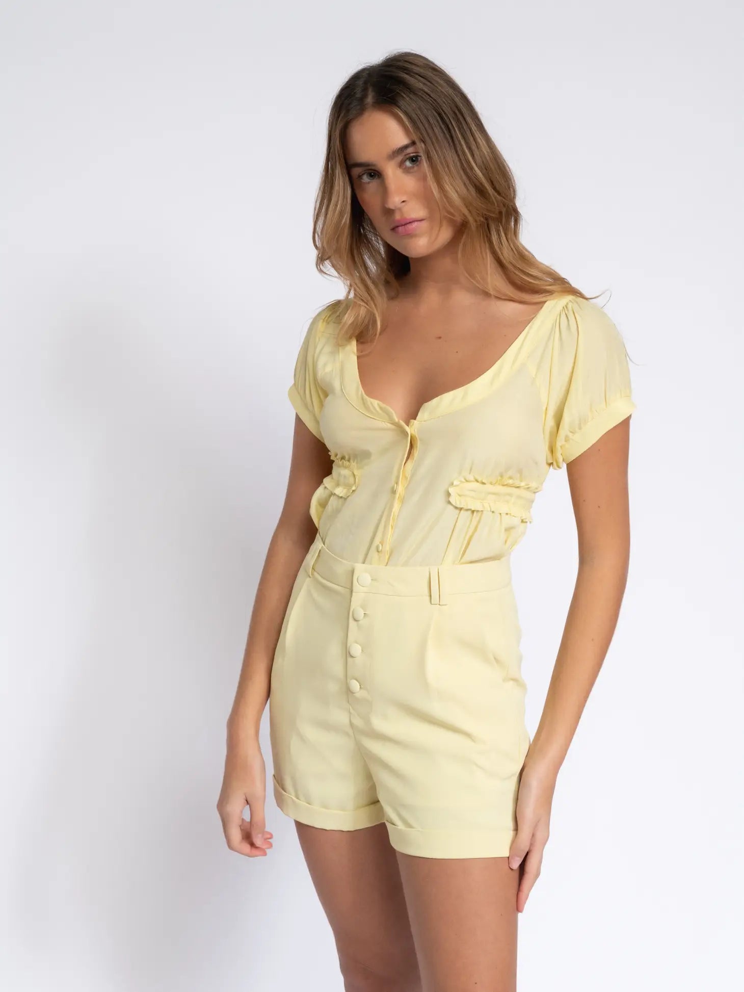 Yellow Cream Shorts DearMx.com