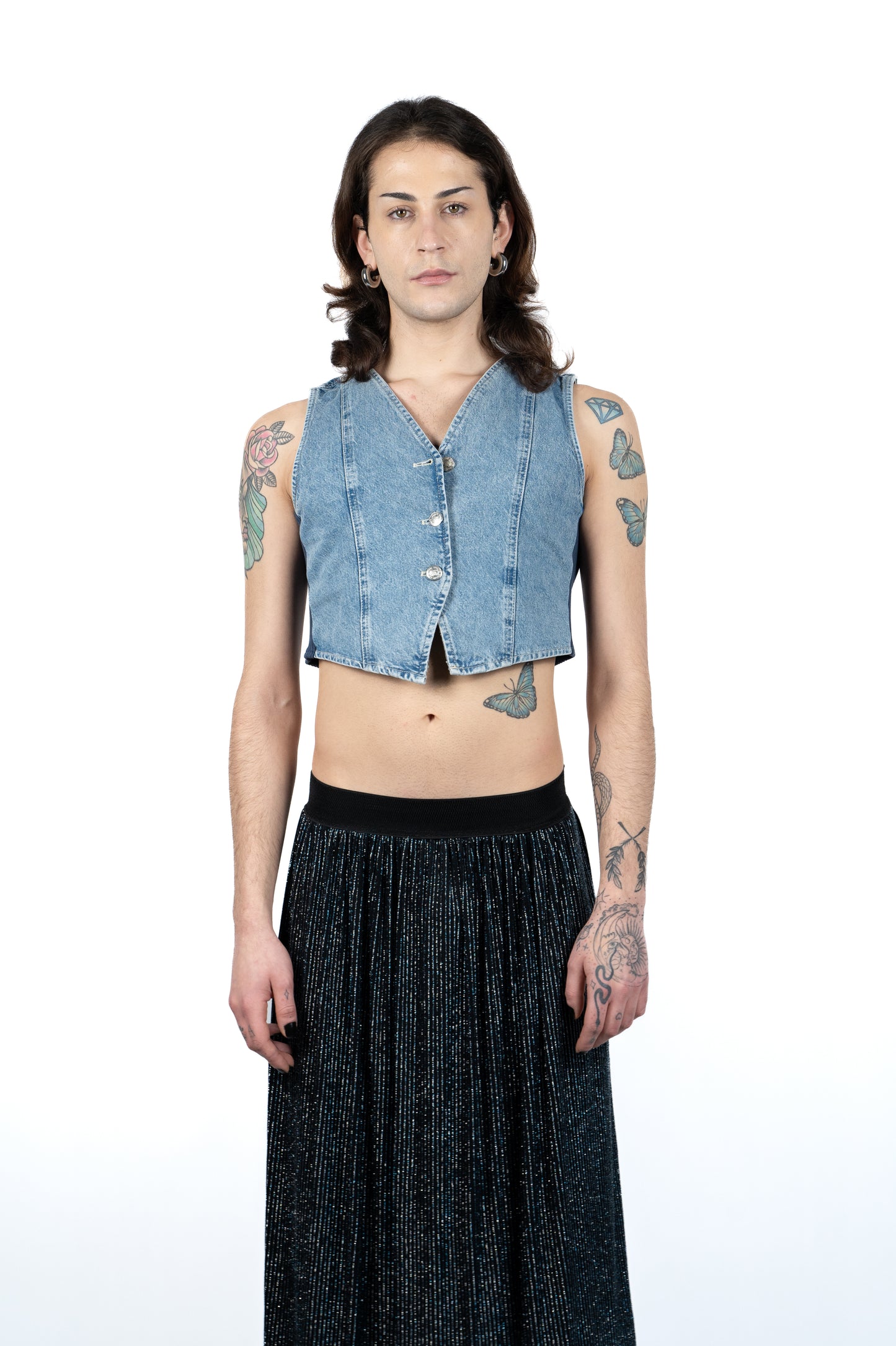 Ribbed Denim Vest