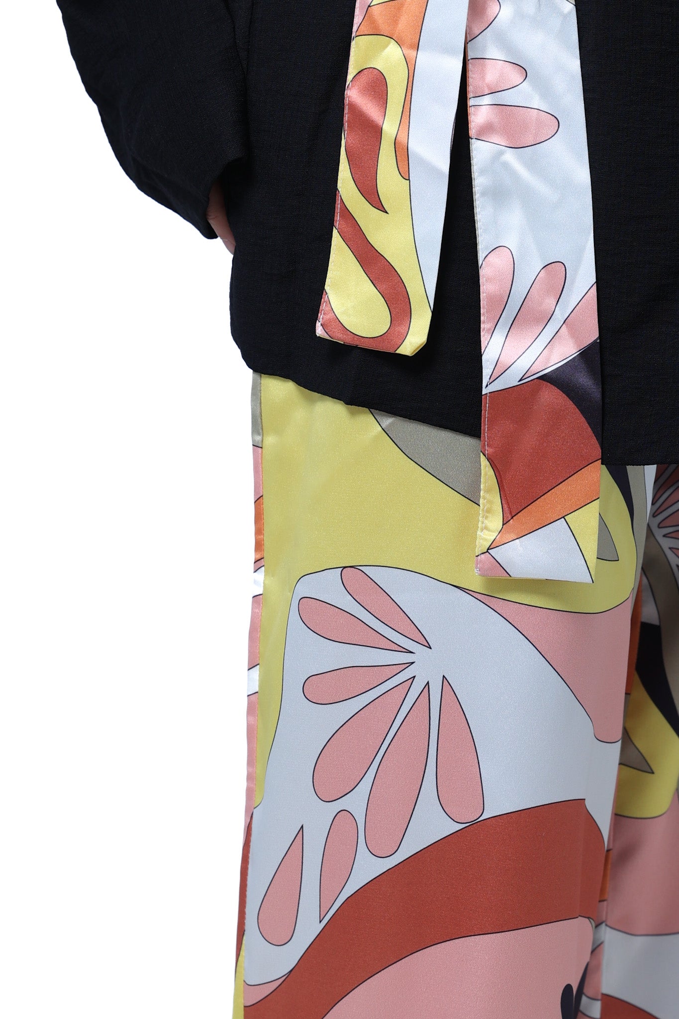Patterned Contrast Jacket Set