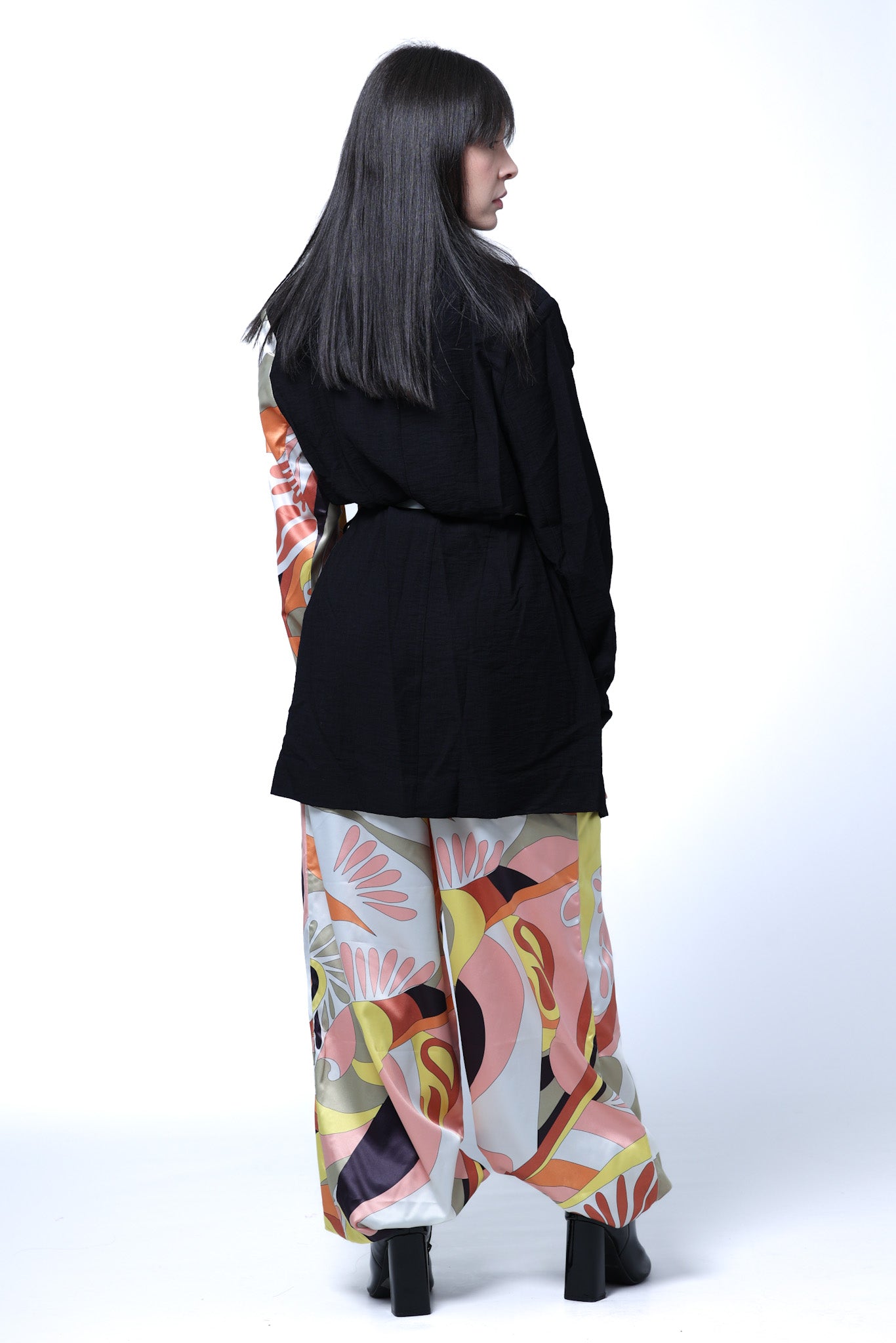 Patterned Contrast Jacket Set