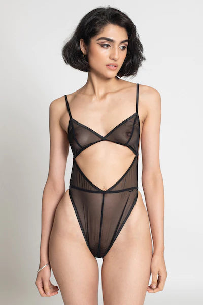 Lexi Black Cut-Out Bodysuit DearMx.com