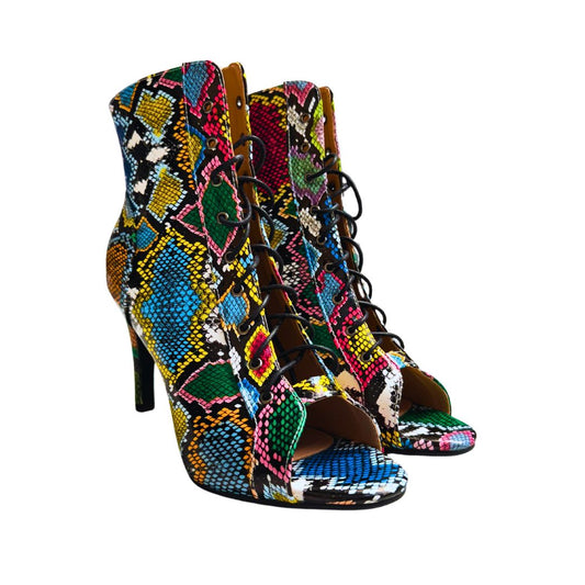 Colorful Reptile Print Heeled Boots DearMx.com